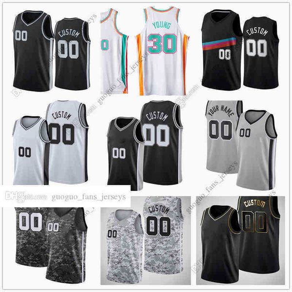 

custom printed 75th 2022 new city basketball jerseys white 4 derrick 5 dejounte 17 doug murray mcdermott 30 thaddeus jakob young poeltl zach, Black;red