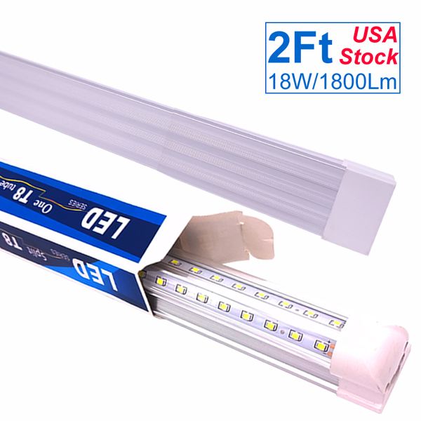 2 Fuß LED-Ladenleuchte, 24'' T8 integrierte LED-Röhre, 2 Fuß verbindbare Glühbirnen für Garage, Lager, V-Form, 2' Streifenleiste, 18 W 20 W 1800 LM 2000 LM OEMLED