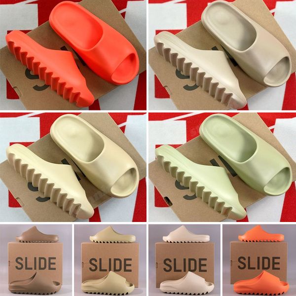 

2023 slides slippers slipper men women foam bone resin desert sandal sandals sand grey earth brown mx cream clay vermilion runner white pure, Black
