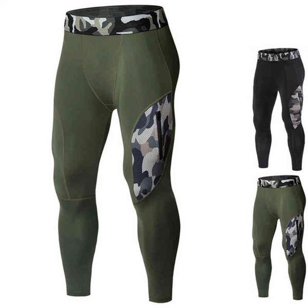 Camada de compressão masculina camada térmica camuflagem leggings calças de ginástica apertadas fitness dry g220713