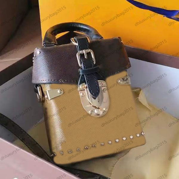 

women trunk bag leather handbags luxury designer shoulder bags artwork crossbody handbags wallets purse trunks totes flower