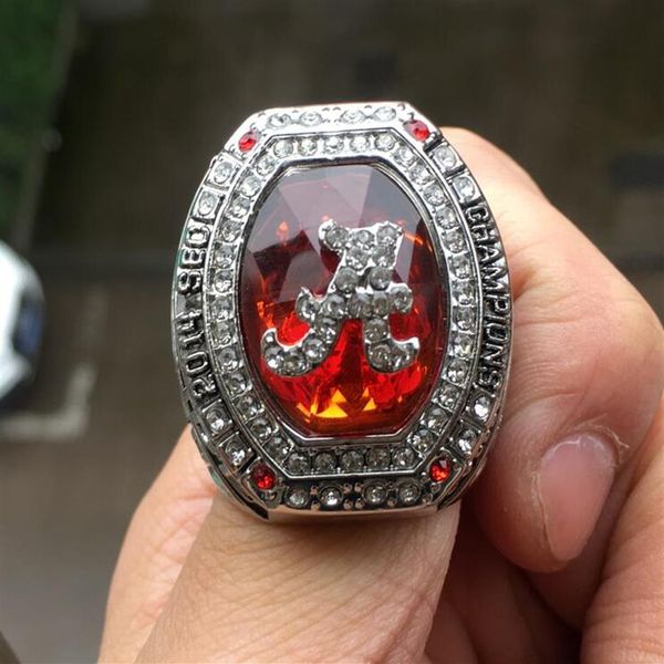 

alabama 2014 roll tide national college football championship ring souvenir men fan gift 2019 whole drop 308t, Golden;silver