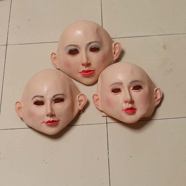 Parti Maskeleri Yaratıcı Kişilik Kel Güzellik Lateks Tam Yüz Maskesi Cadılar Bayramı Masquerade Cosplay Headgear Propparty