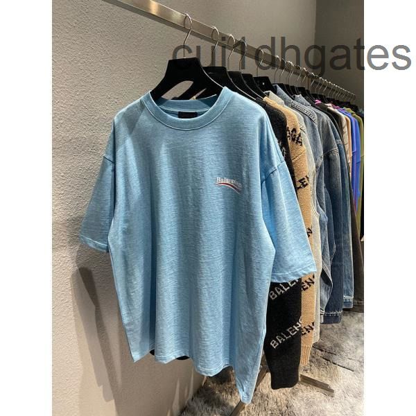 

2022 designer bal t shirt correct version b classic 2022 spring and summer new coke wave loose short sleeve t-shirt for men women, White;black