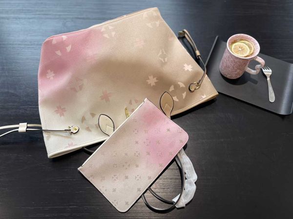 

tz designer handbags lady luxury gradient shopping bag classic large capacity tote bag stylish handbag with single zipper purses 2-piece pur