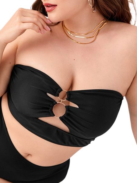 

plus cut out o-ring detail tube bikini b4em#, Black