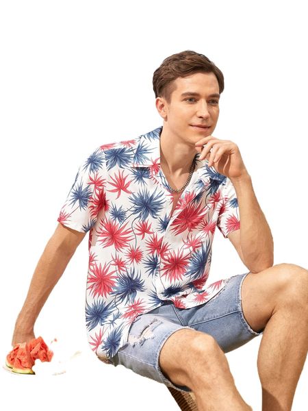 

men tropical print shirt j33o#, White;black