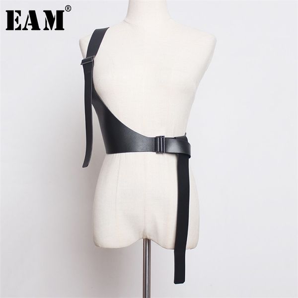 

[eam] spring summer pu leather strap belt brief irregular personality girdle women fashion all-match jx697 220407, Black;brown
