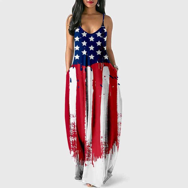 

new cool summer drawstring dress us independence day digital print street, Black;gray