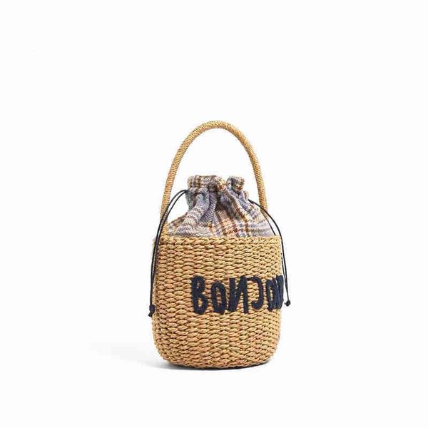 

za new barrel straw woven bag portable beach handbags design deals