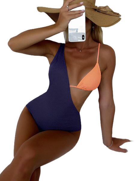 

textured cut-out asymmetrical one piece swimsuit m5pw#, White;black