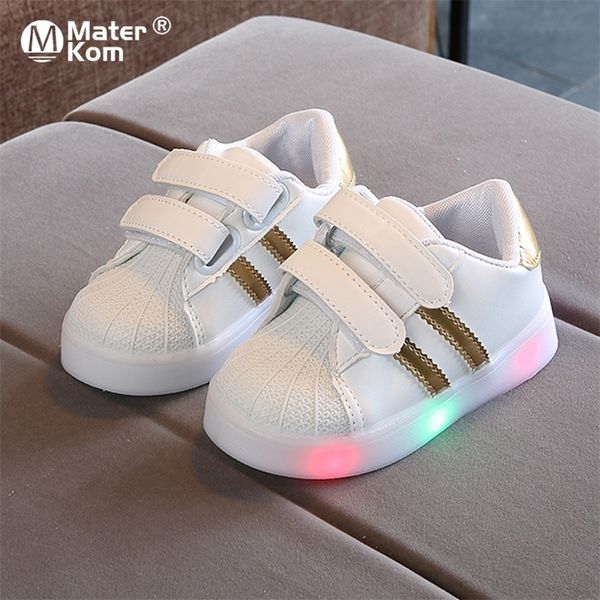

size 21-30 baby toddler glowing shoes children led breathable shoes boys glowing sneakers girls sneakers with luminous sole 220429, Black;red