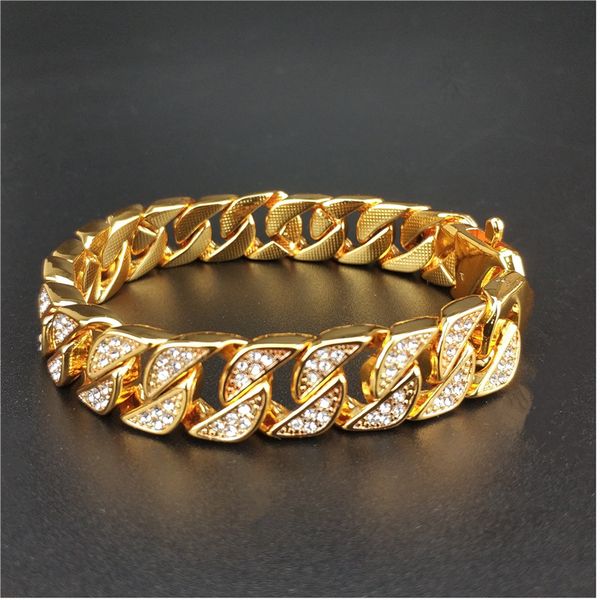 

12cm wide bracelet hip hop cuban chain bracelet, Black