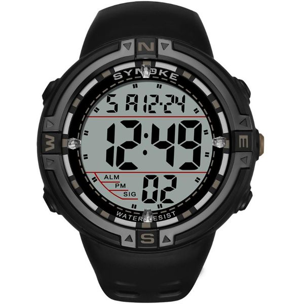 Нарученные часы Snoke Black Sports Men Digital Watches светодиодные многофункциональные многофункциональные дистанции 3 м.