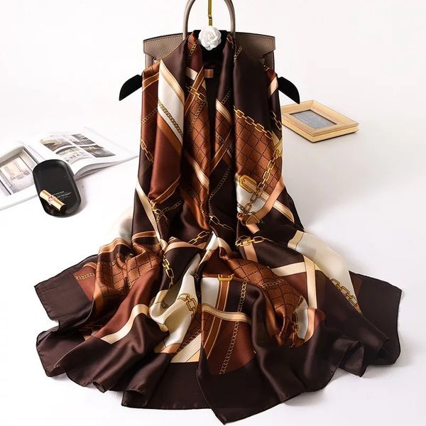 

18090cm luxury brand women summer silk scarves shawl lady wrap soft female europe designer beach bandanna foulard muffler pareo 220628, Blue;gray