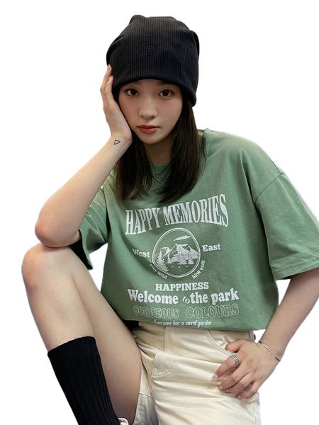 

dazy letter graphic drop shoulder tee w51e#, White