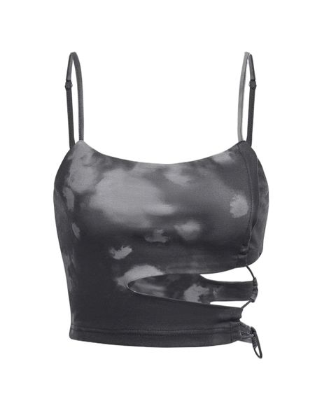 

tie dye cut out crop cami s12r#, White