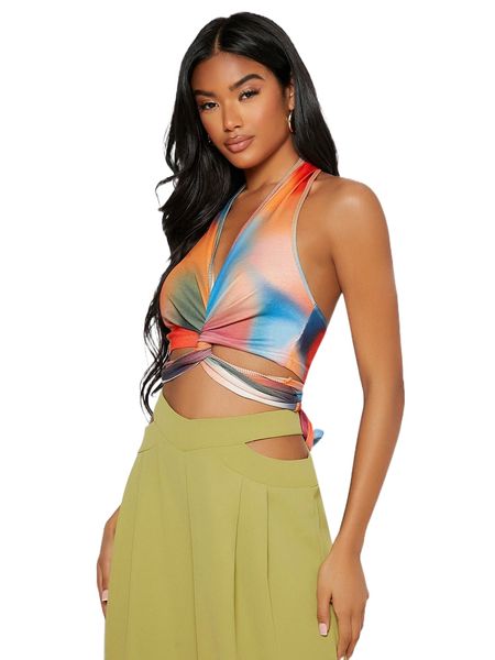 

twist front ombre halter i7rp#, White