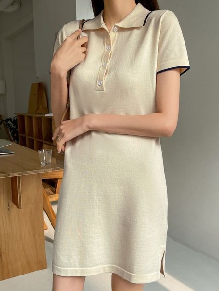 

dazy half button split hem sweater dress o8d5#, White;black