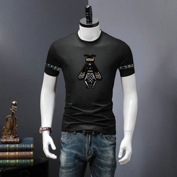 

aberdeen literary men's klein blue short sleeve t-shirt 2022 summer trend loose boys' half sleeve t-shirt, White;black