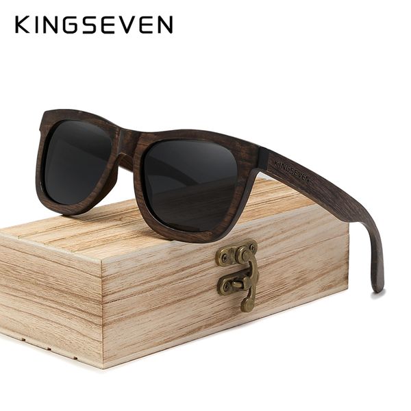 

kingseven handmade wood sunglasses men polarized lens vintage women with glasses case 220511, White;black