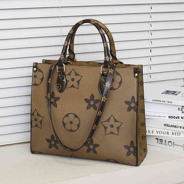 

old flower large capacity one shoulder tote women's fashion portable shopping