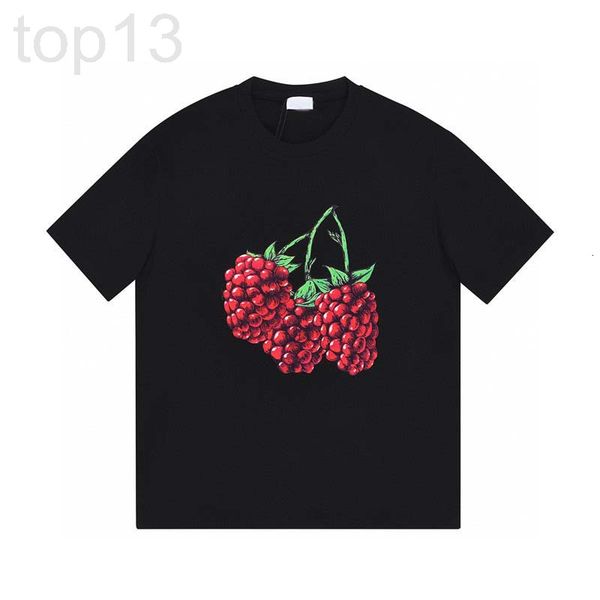 

women's t-shirt designer correct and tested la new harvest fruit series raspberry print pattern men's women's same short slee, White