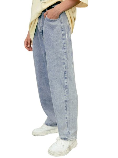 

men patch detail jeans e80v#, Blue