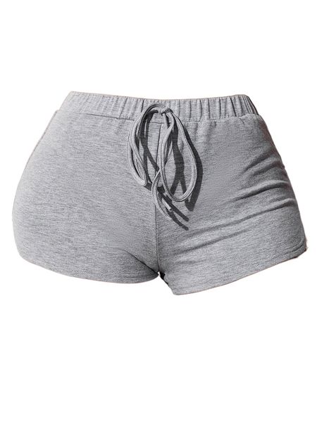 

sxy solid drawstring waist shorts s1pi#, White;black