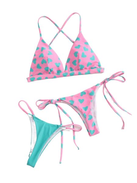 

heart print bikini swimsuit d8cc#, White;black