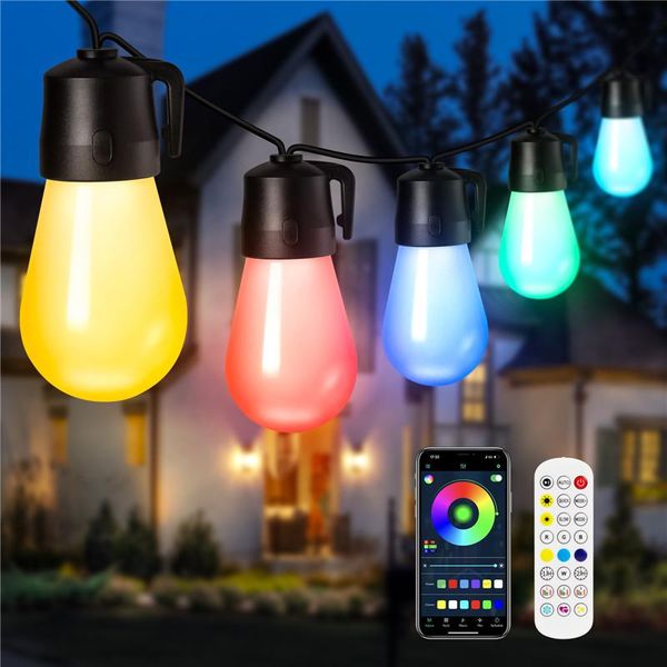 Strings Bluetooth Smart LED String Lights Christmas Garland App Controle remoto RGB ao ar livre Decoração de festas de casamento leve à prova d'água