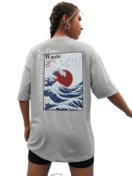 

japanese graphic drop shoulder tee a2jl#, White