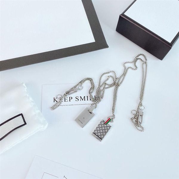 

europe america designer necklace fashion style mens lady titanium steel women jewelry engraved letter plated sliver gold necklaces2732, Silver