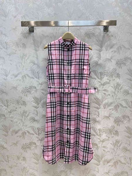 

designer women printed dress tanks spring summer striped casual sleeveless slim dresses shirts 5a logo brand bur..rry female apparel album, Black;gray