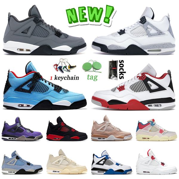 

2022 jorden 4 high basketball shoes jumpman 4s sneakers cool grey white cement cactus jack fire red thunder sail university blue bred mens w