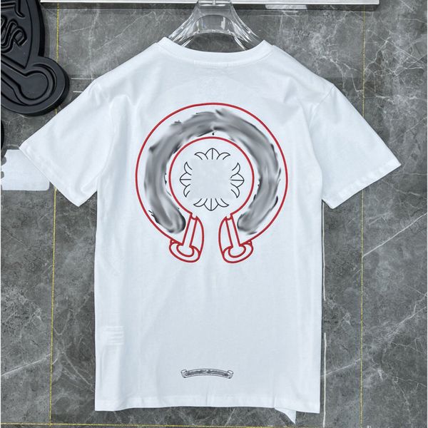 

summer luxury men's t shirts brand ch man t-shirt fashion women cross sanskrit tees letter horseshoe short sleeve designer tshirts boy, White;black