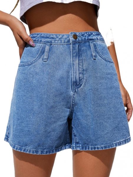 

high waist slant pocket denim shorts n9ly#, White;black