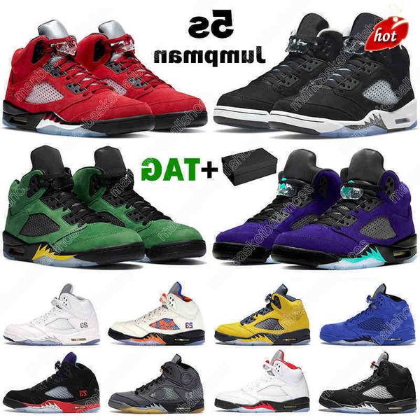 

fashion 5s basketball shoes men 5 oreo raging red stealth 2.0 alternate grape the anthracite metallic white cement mens sports sneakers, Black