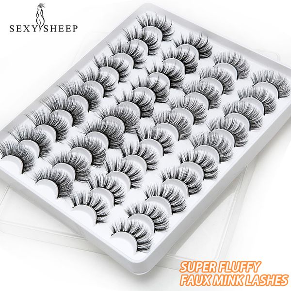 

sexysheep 5 8 20 pairs 15 20mm natural 3d false eyelashes fake lashes makeup faux mink extension wholesale 220524