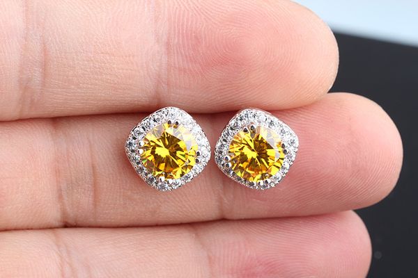 

charm korean fashion earrings copper inlaid with eight hearts and eight arrows aaa zircon classic jewelry 925 silver needle factory direct s, Golden