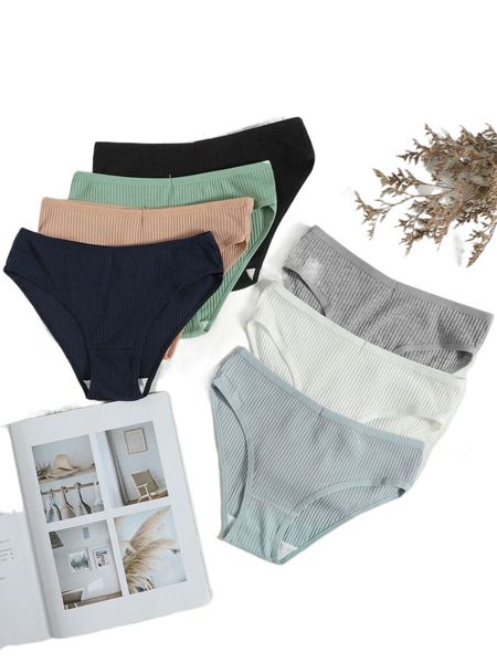 

7pack plain panty b75y#, Black;red