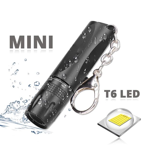 Mini Lanterna LED Portable T6 Super Brilhante Impermeável LED Tocha com Keychain Lanternas multifunções ao ar livre da liga de alumínio