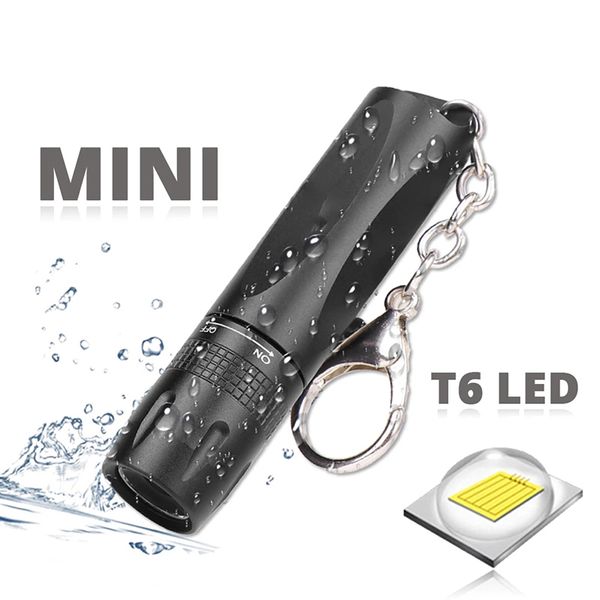 

mini led flashlight portable t6 super bright waterproof led torch with keychain outdoor multifunction aluminum alloy flashlights
