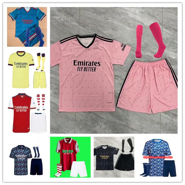 

men kids 22 23 saka tavares smith rowe pepe thomas arsen soccer jerseys sambi lokonga willian nketian football shirt 2022 2023 camiseta de f, Black;yellow