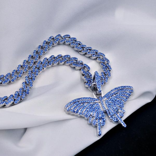 

chains 5mm 8mm 12mm silver color cuban link chain necklace women butterfly pendant tennis hip hop choker jewelry gift