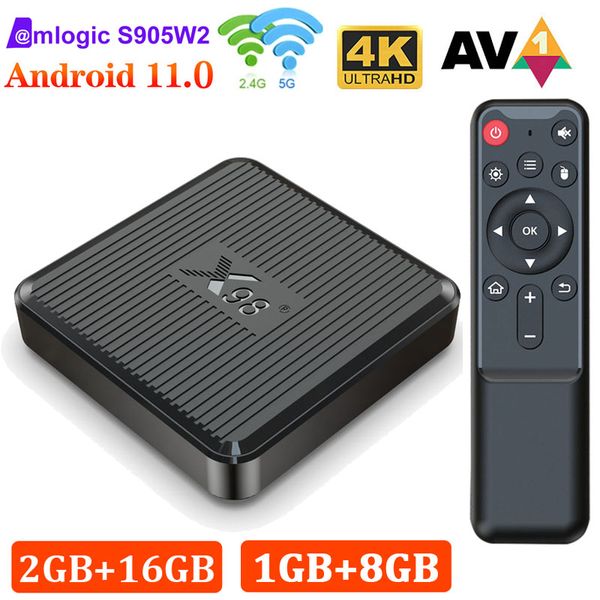 Amlogic S905W2 TV Box Android 11.0 X98Q 2G 16G TVBox 2.4G/5G Dual Band Wifi 4K AV1 Quad Core 1080p Lettore multimediale Android11 Set Top Box 1G8G