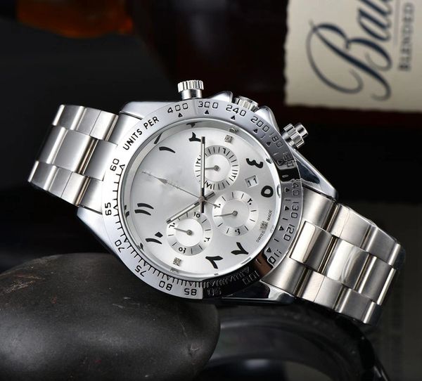 

2022 men luxury watches six stitches series all dials work mens quartz watch european brand steel strap chronograph clock fashion round shap, Slivery;brown