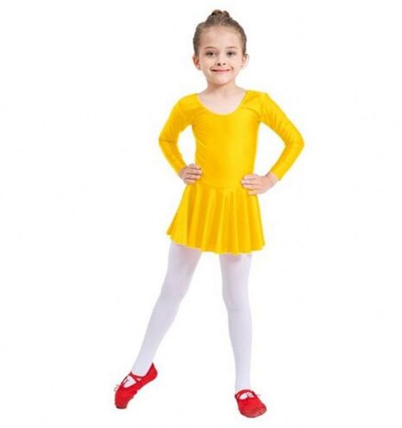 

girls catsuit costumes long sleeve spandex ballet dress gymnastic ballet dancewear, Black