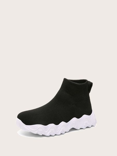 

boys minimalist high-sock sneakers she, Black