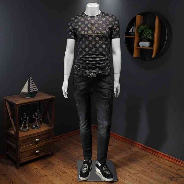 

men's t-shirts 2022 summer new letter printing short sleeve fashion t-shirt cotton small shirt, White;black